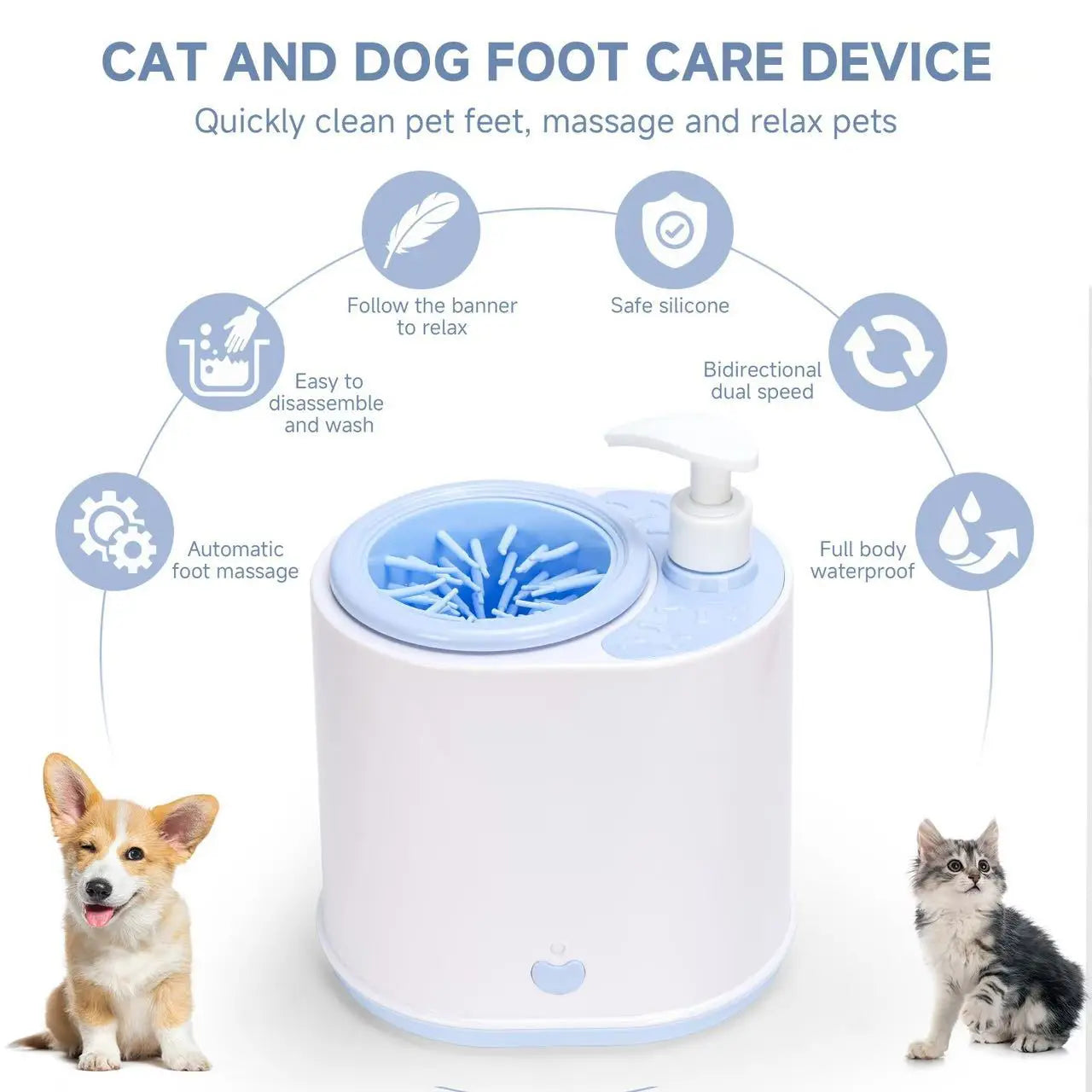 New Pet Foot Washer, Household Electric Foot Washer, Dog and Cat Paw Cleaner, No Scrubbing Required