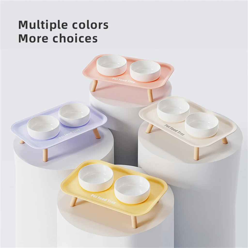 Pet Ceramic Bowl Double-Way Anti-Splash Anti-Flip Cat Dish Neck Protection Dog Bowl Water Bowl Prevent Spill Dog Feeder