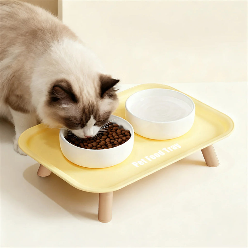 Pet Ceramic Bowl Double-Way Anti-Splash Anti-Flip Cat Dish Neck Protection Dog Bowl Water Bowl Prevent Spill Dog Feeder